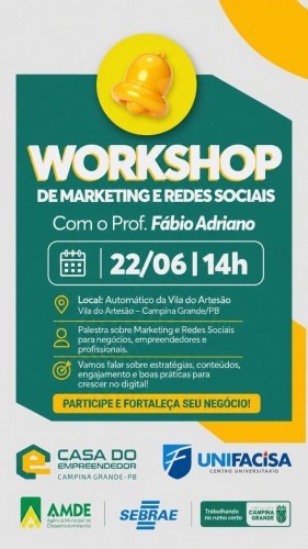 Workshop de Marketing e Redes Sociais será realizado na Vila do Artesão