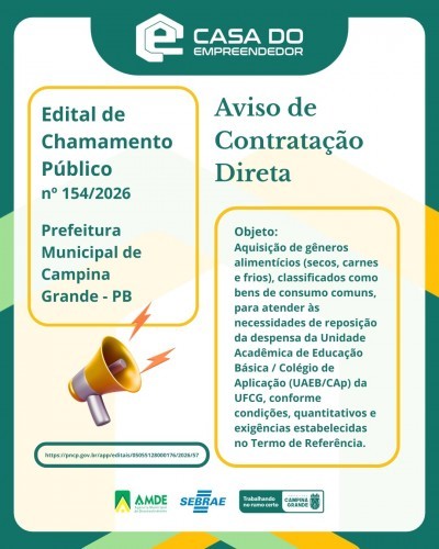 Edital de Chamamento Público nº 154/2026 – Aviso de Contratação Direta.