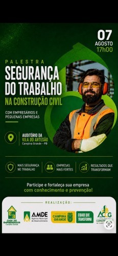 Palestra - Segurança do Trabalho na Construção Civil ocorre nessa sexta-feira.