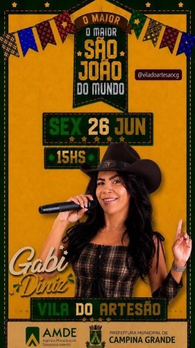 Sexta-feira dia 26 - Gabi Diniz anima a Vila do Artesão !